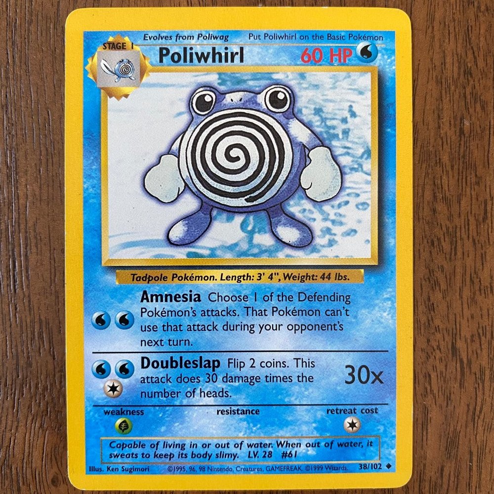 Pokemon Poliwhirl, Stage 1, 38/102, Uncommon